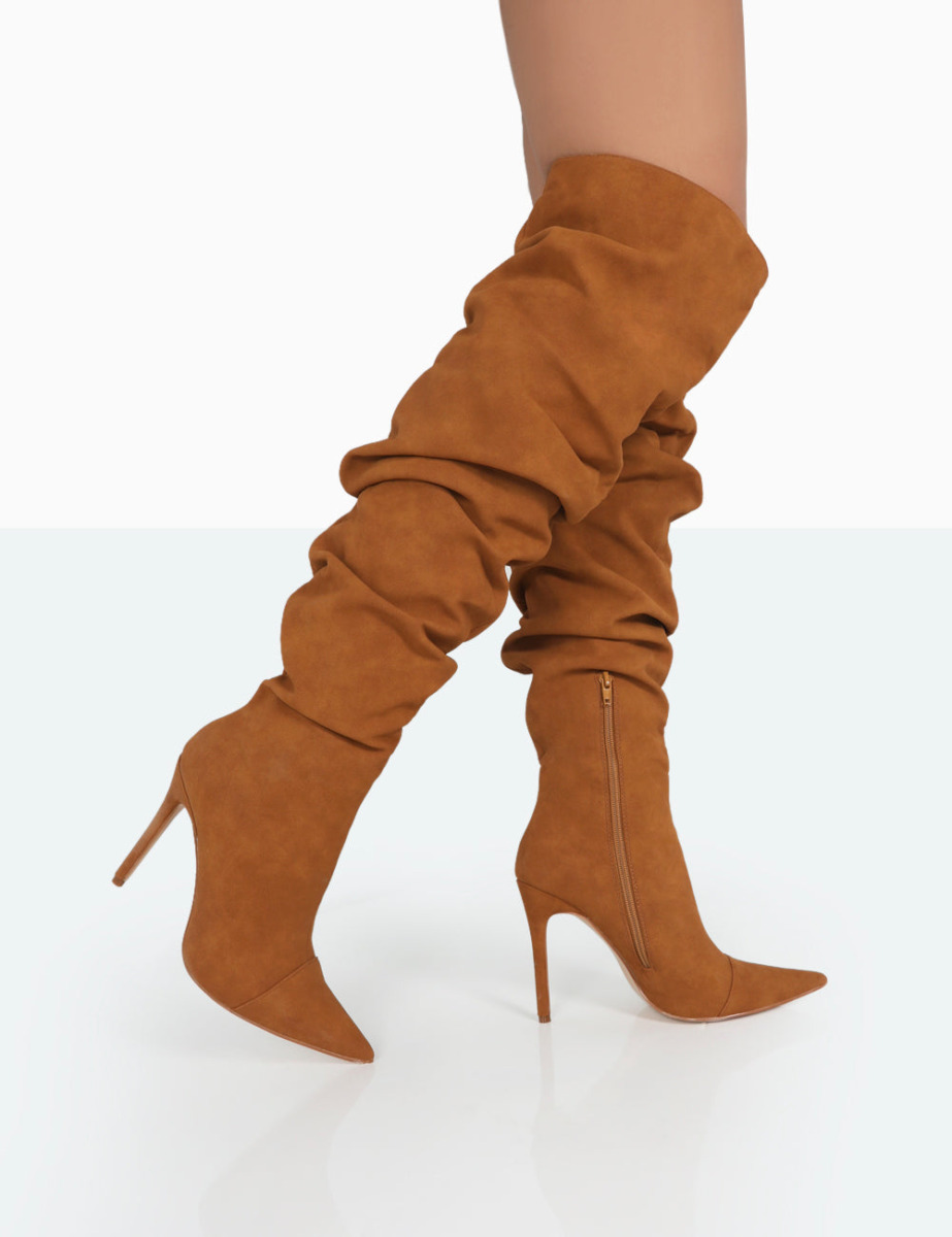 Woman Beige Overknee Boots from Public Desire GOOFASH