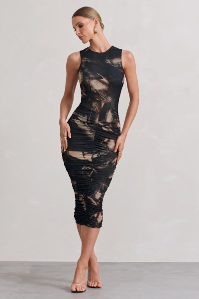 Woman Bodycon Midi Dress in Print Club L London GOOFASH