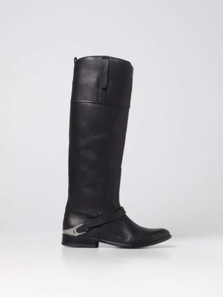 Woman Flat Boots Black by Giglio GOOFASH