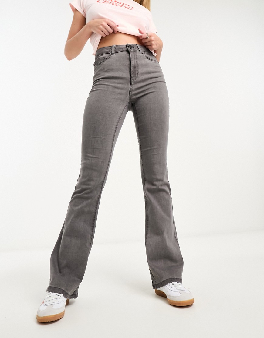 Woman Grey Flared Jeans Asos Noisy May GOOFASH