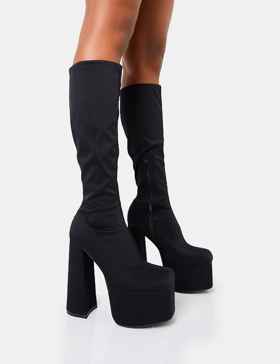 Woman Knee High Boots in Black at Public Desire GOOFASH