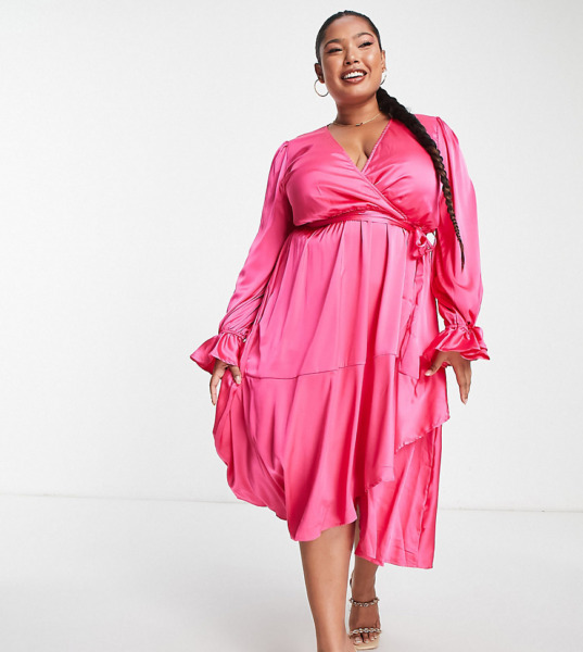 Woman Pink Midi Dress In the Style - Asos GOOFASH