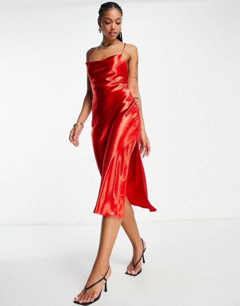 Woman Slip Dress in Red - Asos GOOFASH