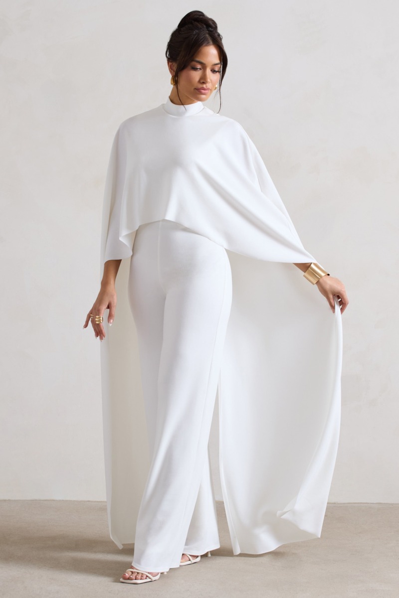 Woman Wide Leg Jumpsuit in White by Club L London GOOFASH