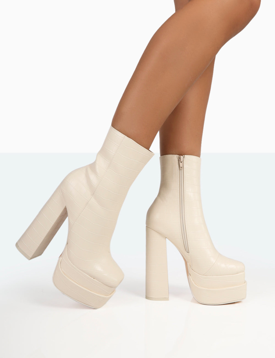Women Ankle Boots Cream by Public Desire GOOFASH
