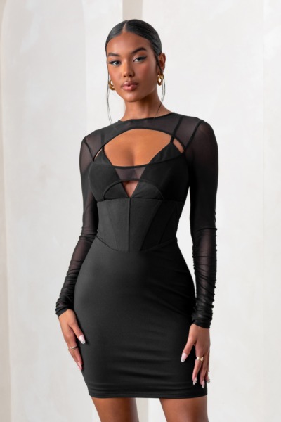 Women Black Mini Dress by Club L London GOOFASH