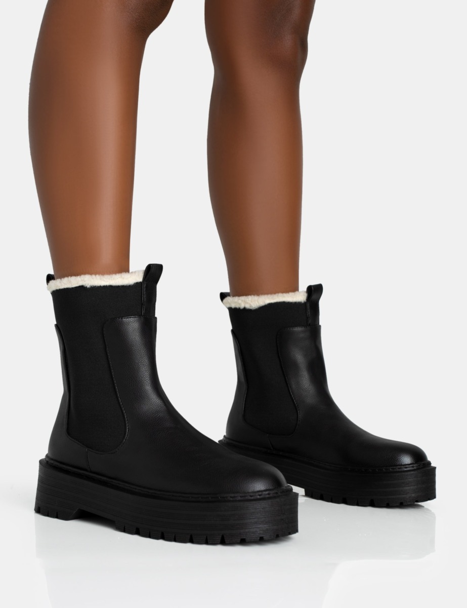 Women Chunky Boots - Black - Public Desire GOOFASH