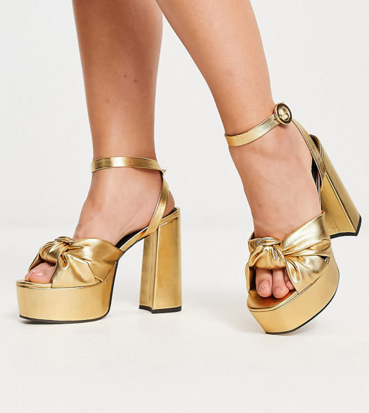 Women Heeled Sandals in Gold - Asos GOOFASH
