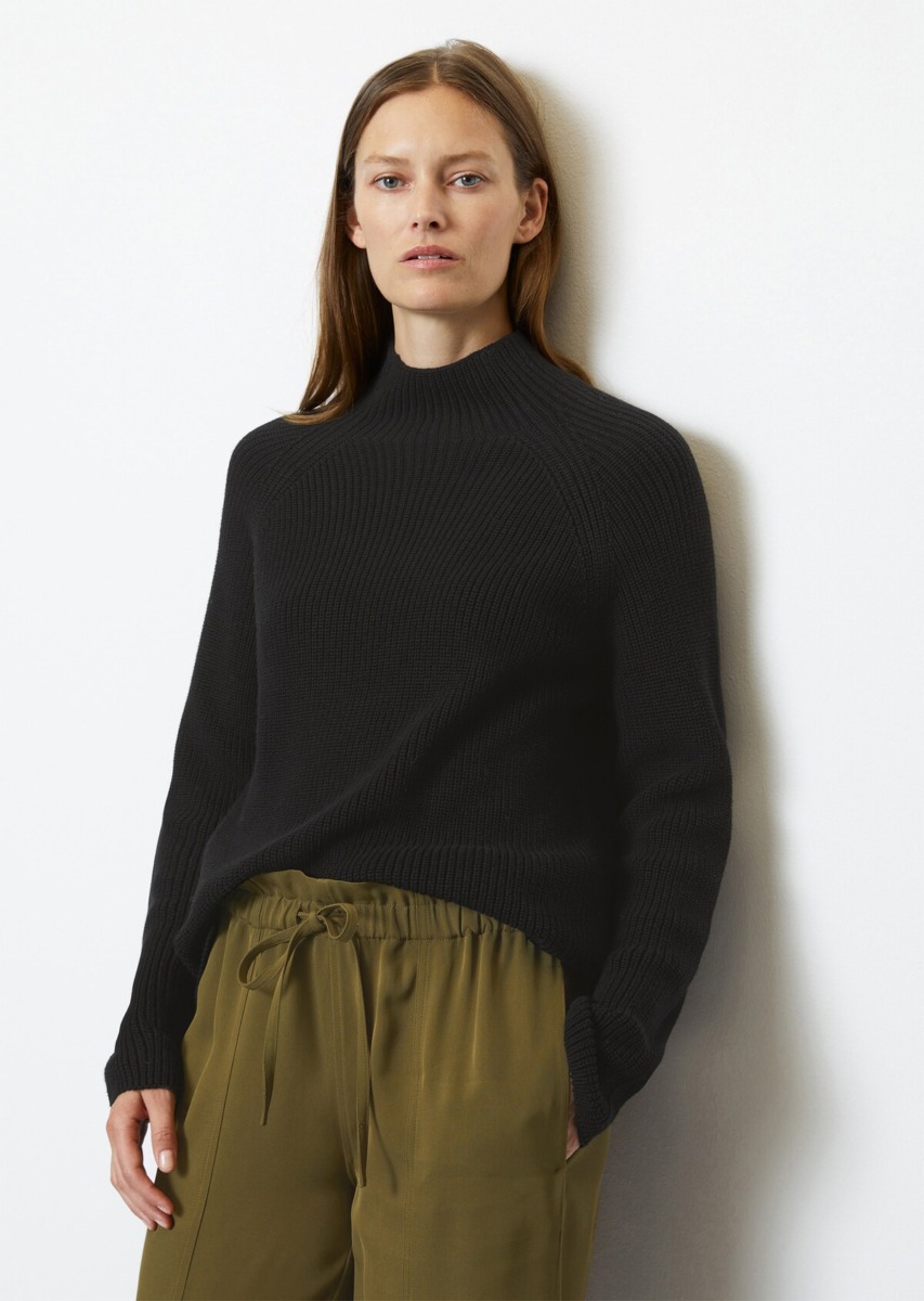 Women Knitted Sweater in Black Marc O Polo GOOFASH