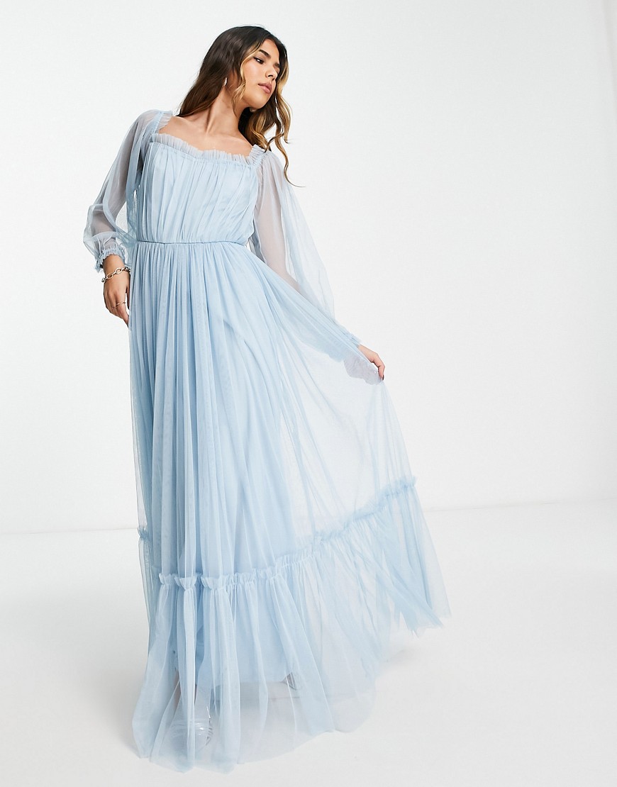 Women Maxi Dress - Blue - Asos - Lace & Beads GOOFASH