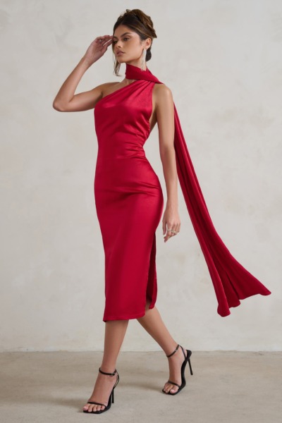 Women Midi Dress - Red - Club L London GOOFASH