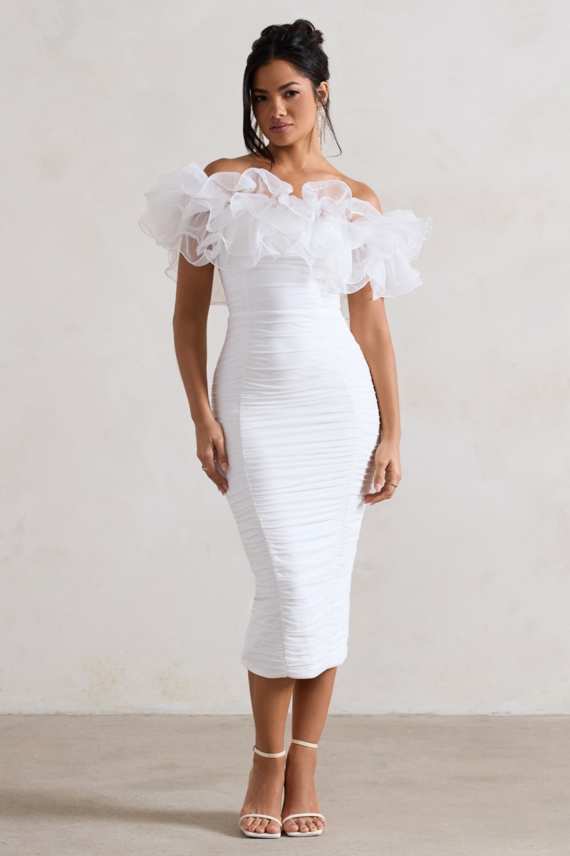 Women Midi Dress - White - Club L London GOOFASH