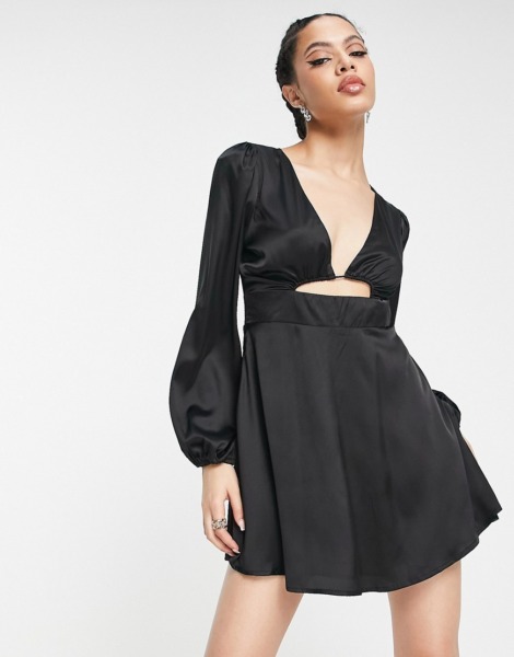 Women Mini Dress Black Asos - Parallel Lines GOOFASH