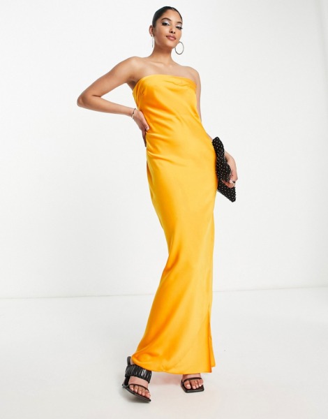 Women Orange Bandeau Maxi Dress - Asos GOOFASH