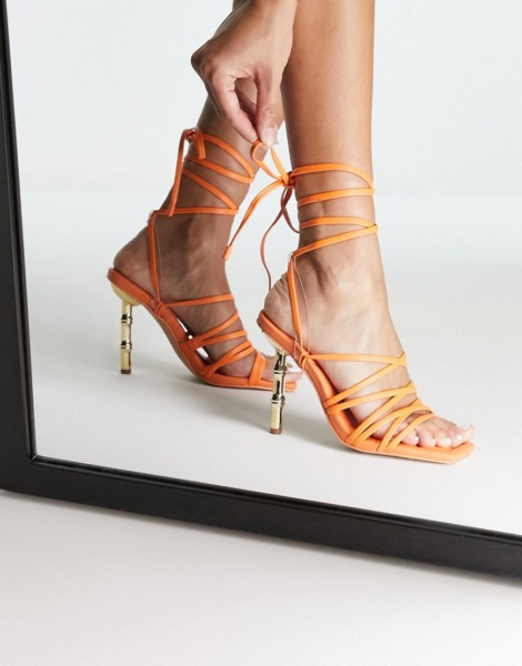 Women Orange Heeled Sandals by Asos GOOFASH