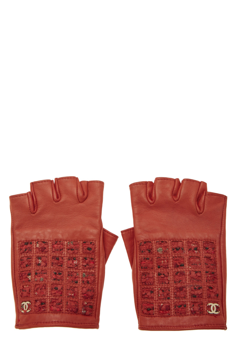 Women Red Fingerless Gloves WGACA GOOFASH