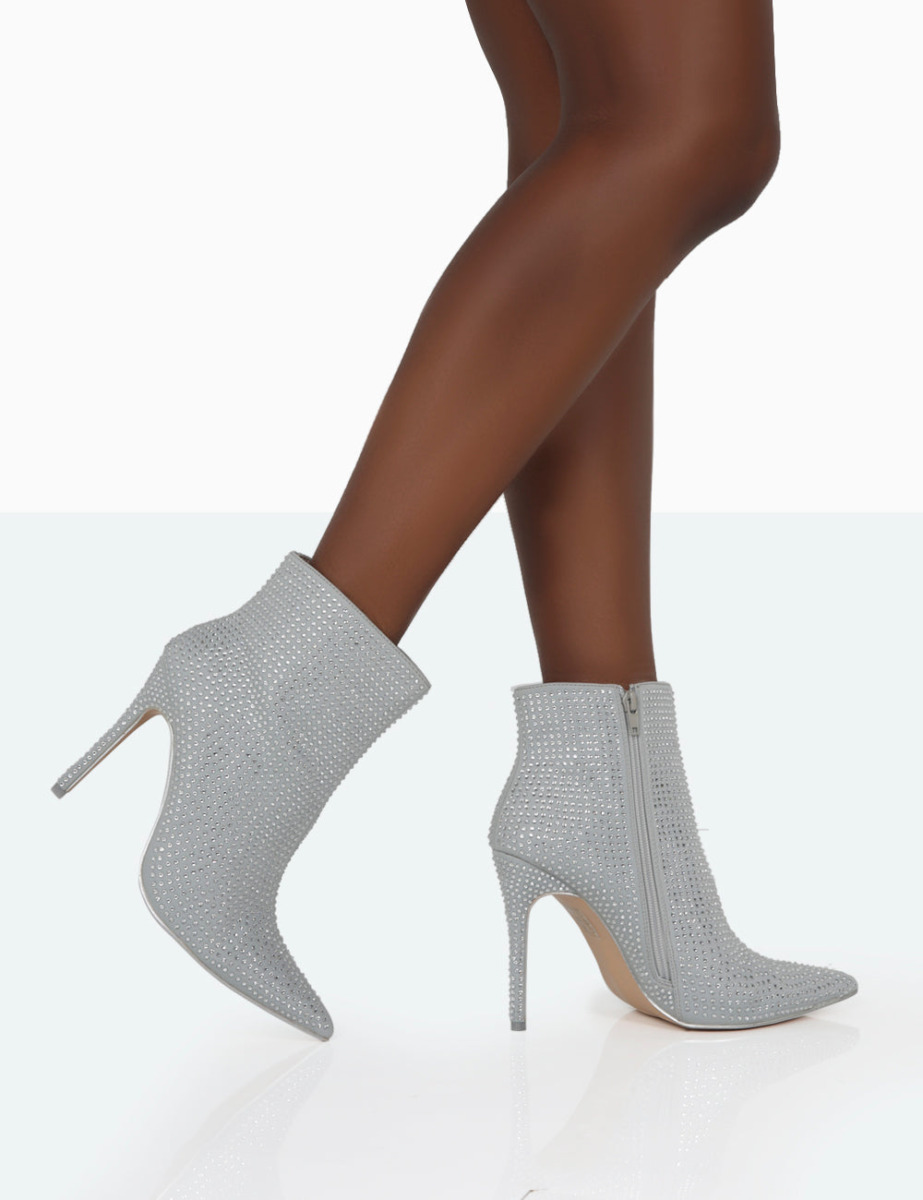 Women Silver Ankle Boots from Public Desire GOOFASH