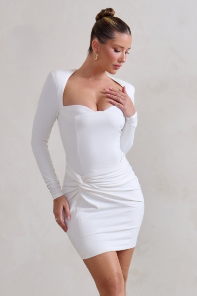 Women White Mini Dress by Club L London GOOFASH