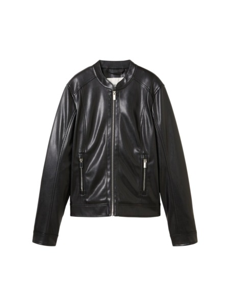 Womens Black - Leather Jacket - Tom Tailor GOOFASH