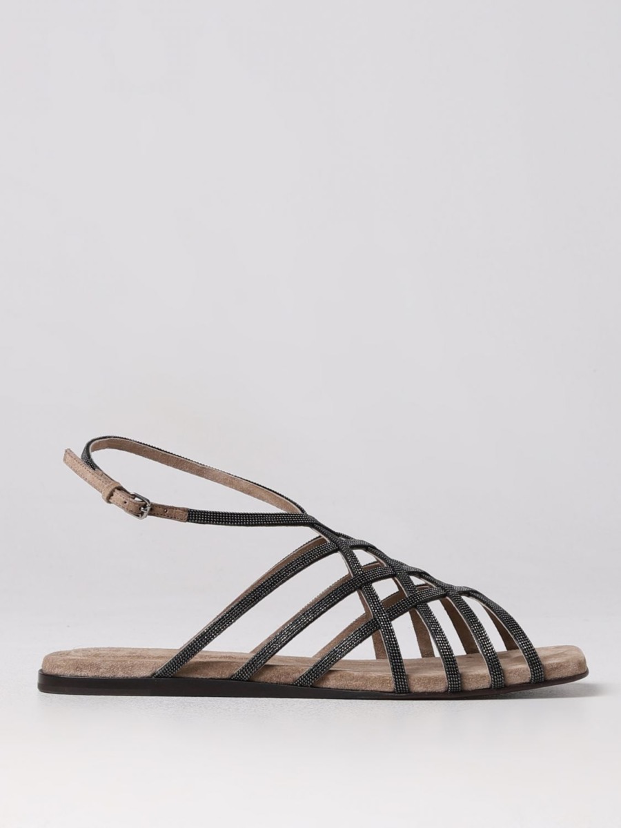 Womens Brown - Flat Sandals - Giglio GOOFASH