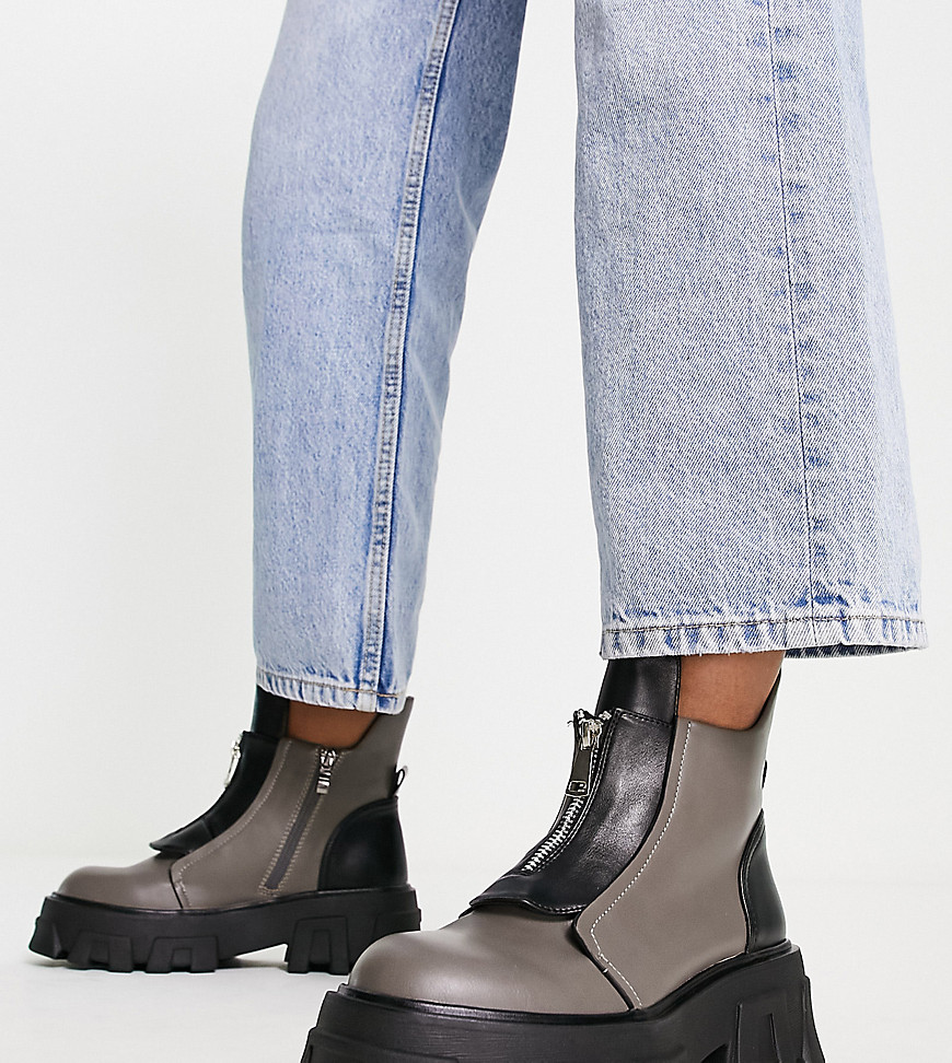 Womens Chunky Boots in Grey Asos Public Desire GOOFASH