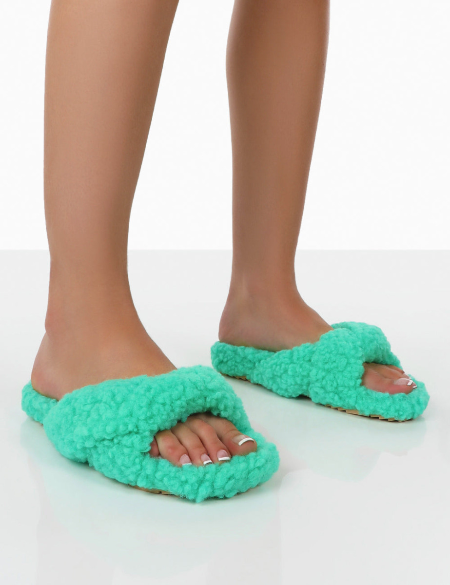 Women's Green Slippers - Public Desire GOOFASH
