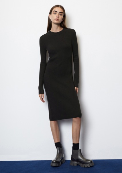 Women's Knitted Dress - Black - Marc O Polo GOOFASH