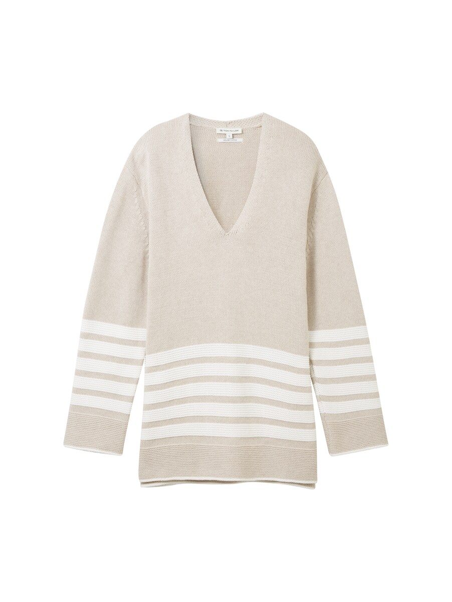 Women's Knitted Sweater in Beige at Tom Tailor GOOFASH