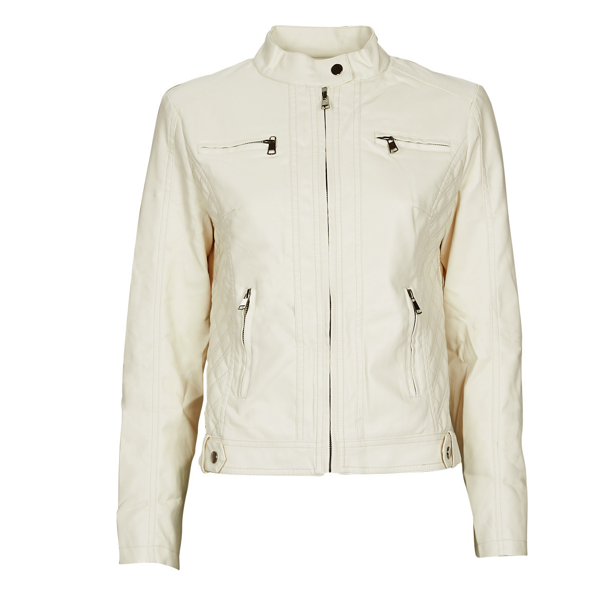Women's Leather Jacket White Moony Mood Spartoo GOOFASH