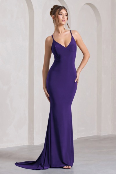 Womens Maxi Dress Purple by Club L London GOOFASH