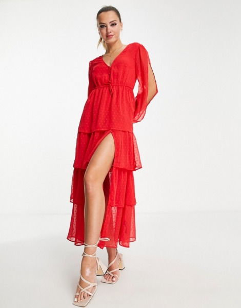 Womens Maxi Dress in Red by Asos GOOFASH