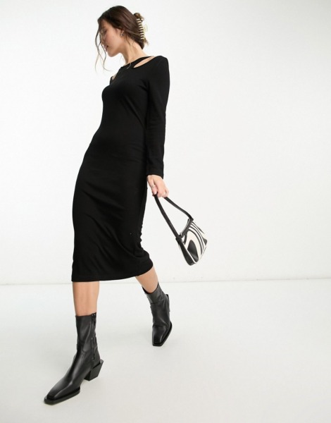 Womens Midi Dress Black Asos - French Connection GOOFASH