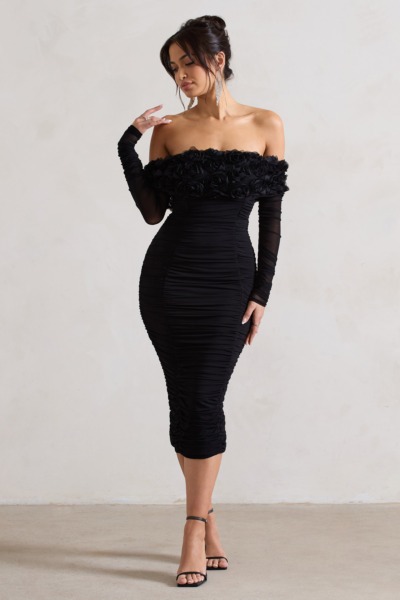 Women's Midi Dress Black from Club L London GOOFASH