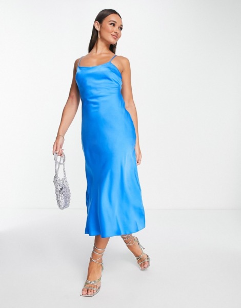 Women's Midi Dress Blue - Asos GOOFASH