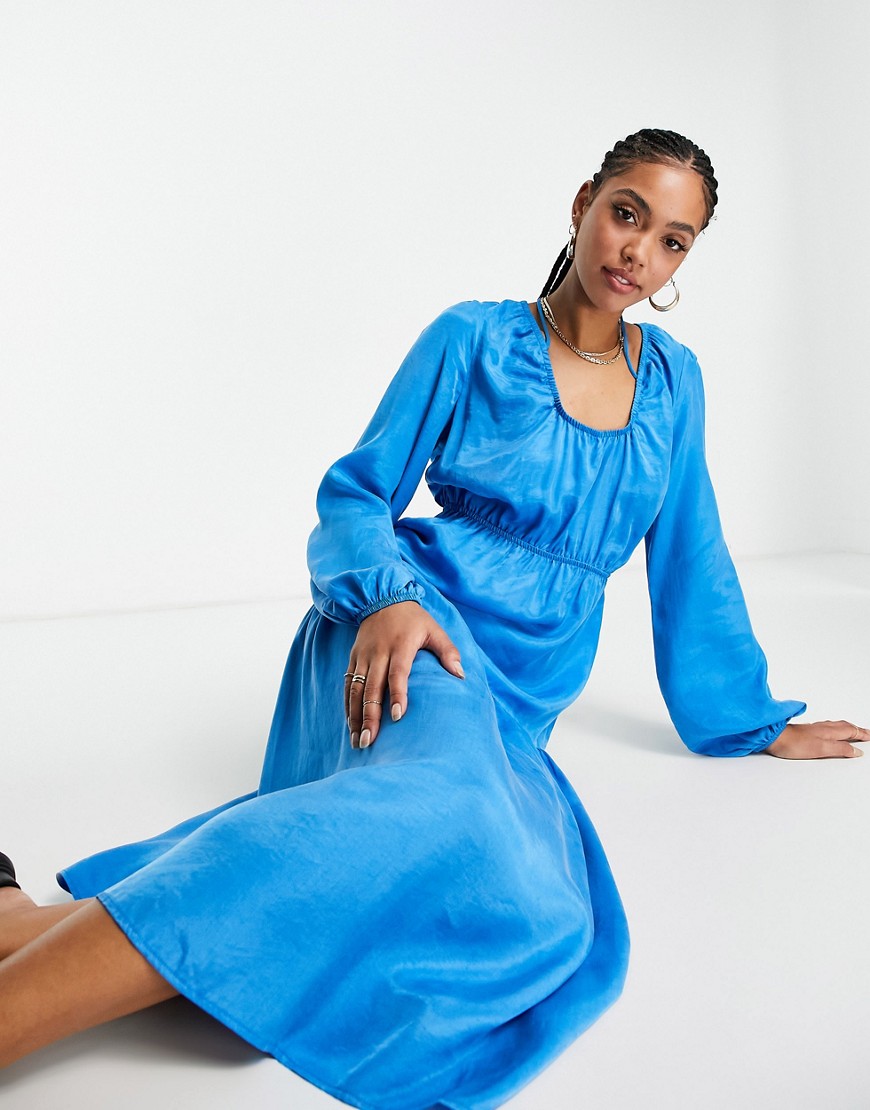 Womens Midi Dress in Blue - Topshop - Asos GOOFASH