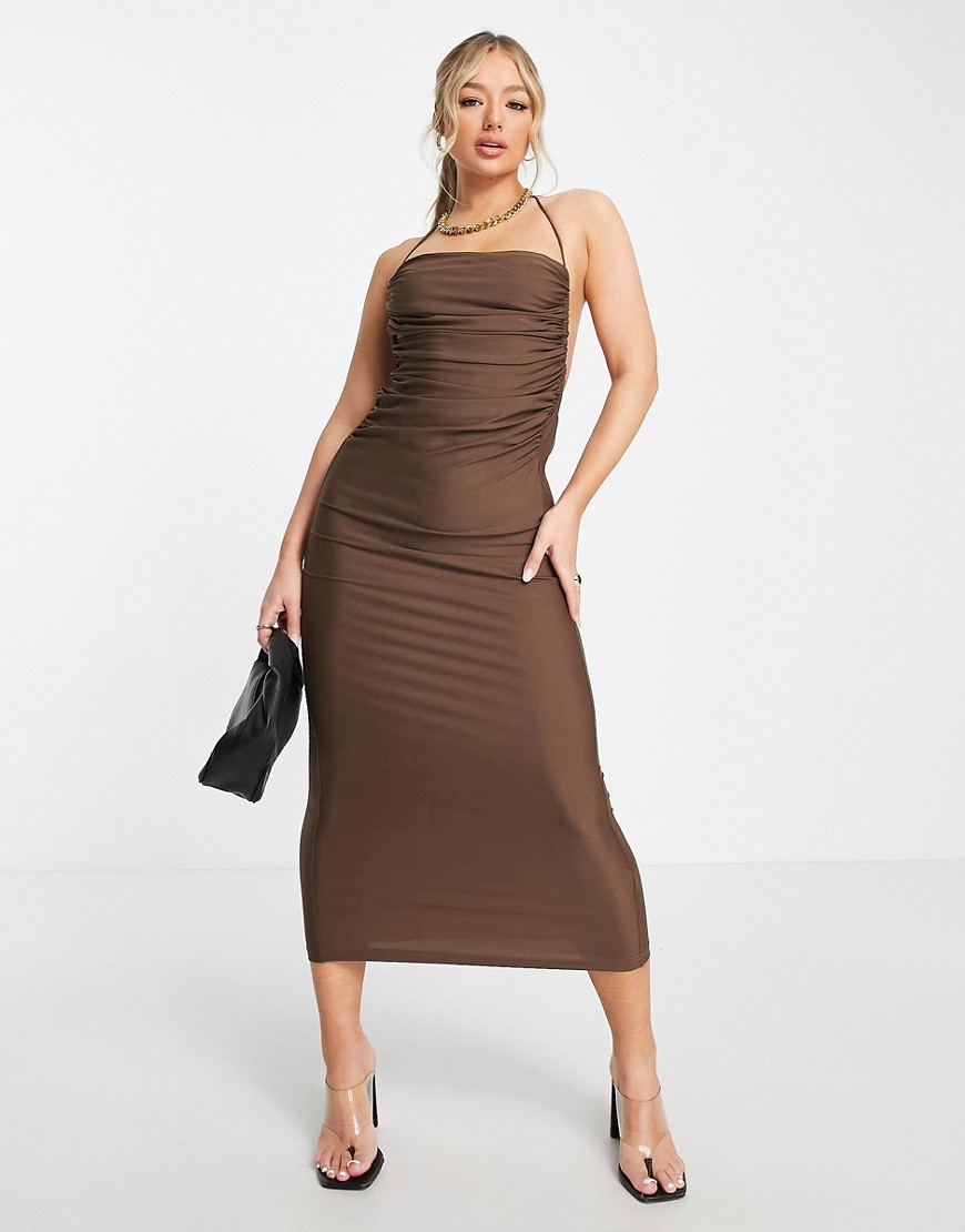 Womens Midi Dress in Brown - Rare - Asos GOOFASH