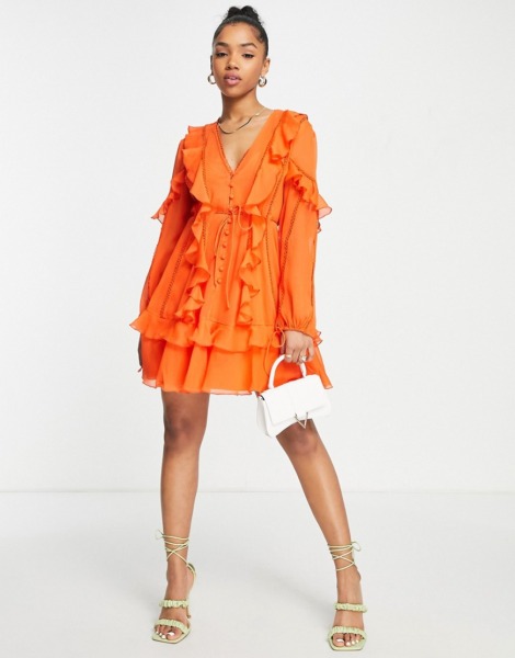 Womens Mini Dress - Orange - Asos GOOFASH