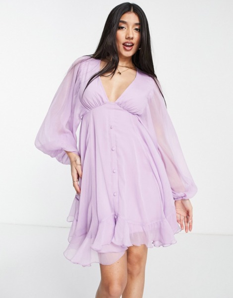 Women's Mini Dress Purple - Asos GOOFASH