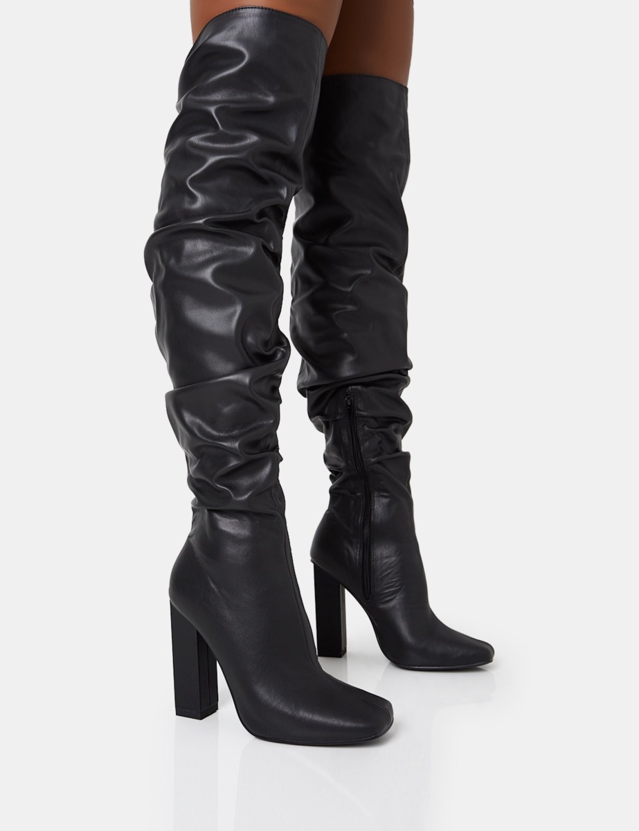 Women's Overknee Boots - Black - Public Desire GOOFASH