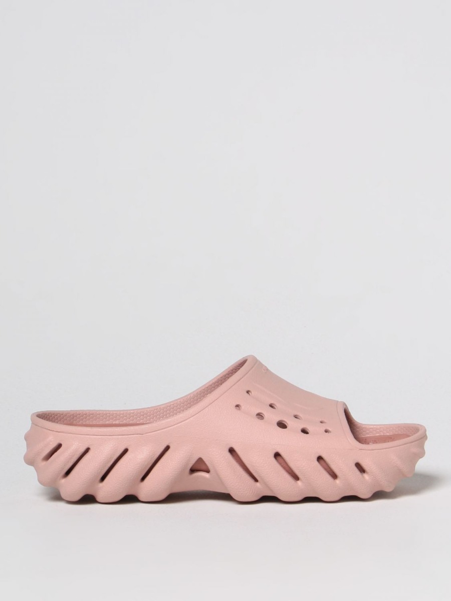 Womens Pink Flat Sandals Crocs Giglio GOOFASH