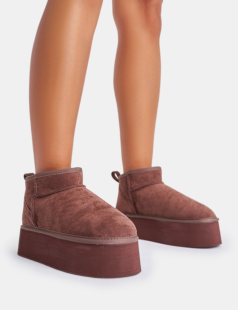 Women's Platform Boots in Chocolate - Public Desire GOOFASH