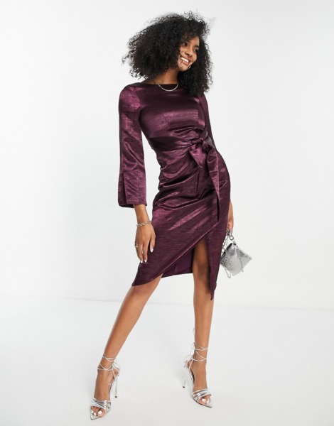 Womens Purple Midi Dress - Closet London - Asos GOOFASH