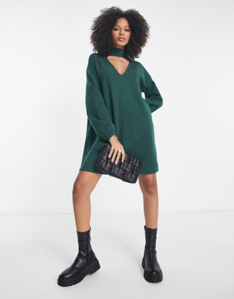 Women's Sweater Dress Green by Asos GOOFASH