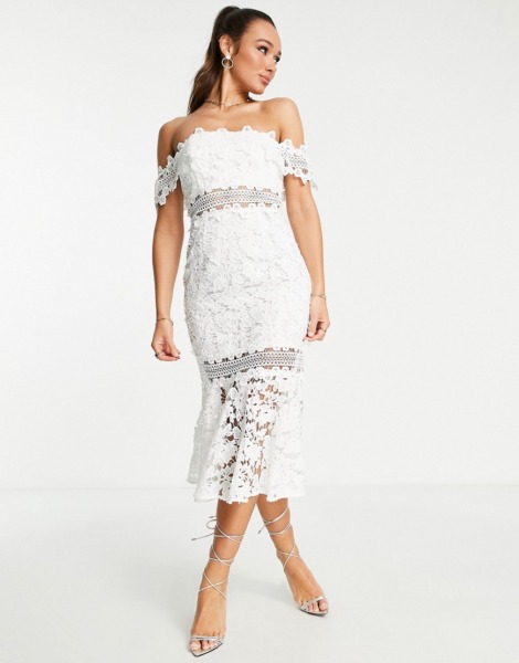 Women's White Midi Dress Asos GOOFASH
