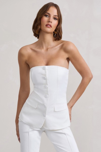 Womens White Top from Club L London GOOFASH