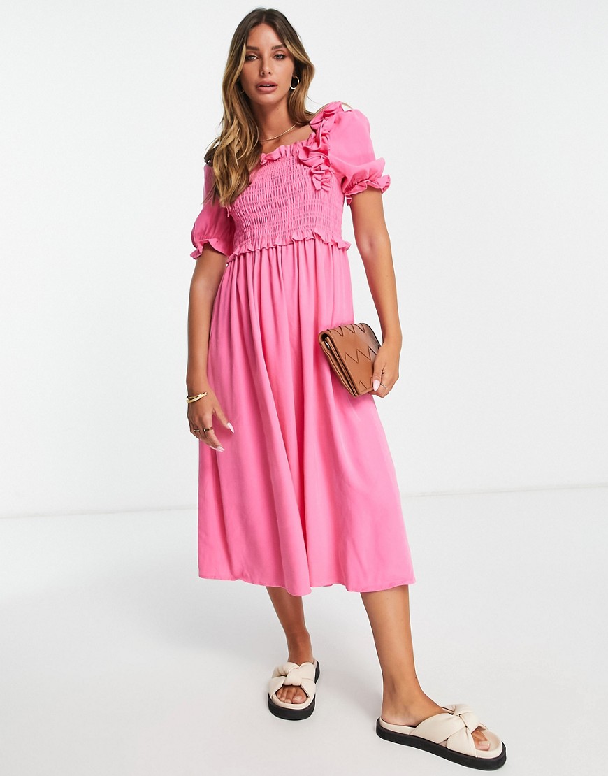 Y.A.S Midi Dress Pink for Women at Asos GOOFASH
