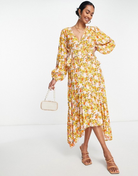 Y.A.S Woman Midi Dress in Yellow from Asos GOOFASH