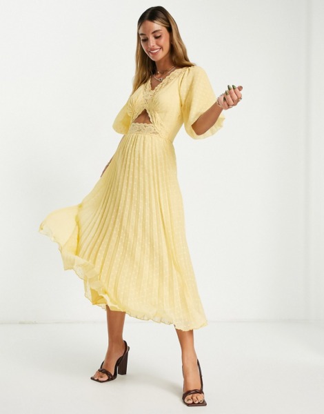 Yellow Midi Dress Asos Ladies GOOFASH