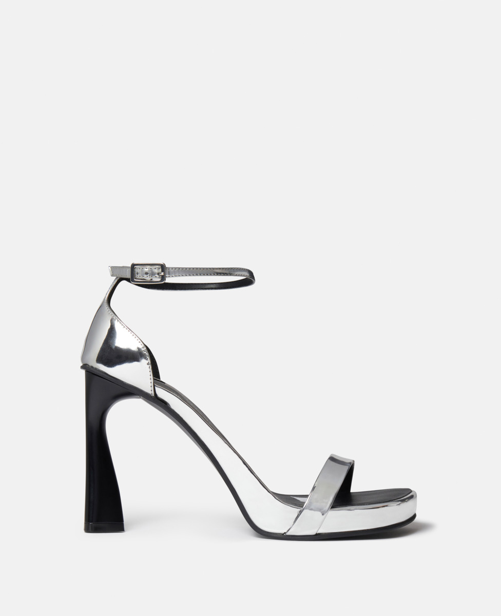 Stella McCartney Elsa Mirrored Heeled Sandals S Silver GOOFASH