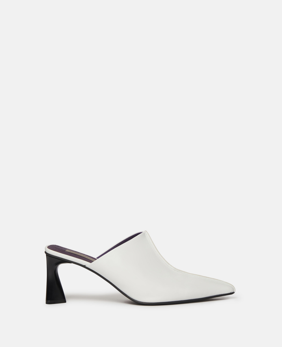 Stella McCartney Elsa Pointed Toe Mule Kitten Heels White GOOFASH